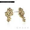PAIR OF 18K GOLD PLATED INGOT CENTERED NUGGET EARRINGS